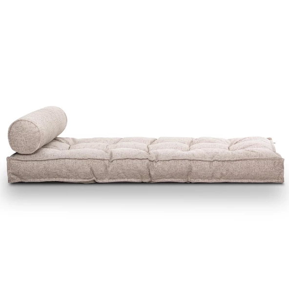 Homedius Sofa Buklet Kapitoneli Yer-Sedir Minderi  Açık Kahverengi Çift - 3