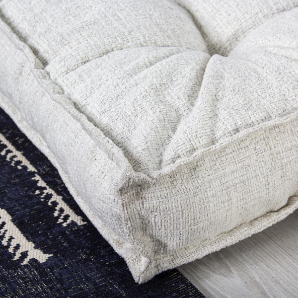 Homedius Sofa Buklet Kapitoneli Yer-Sedir Minderi Beyaz Çift - 4