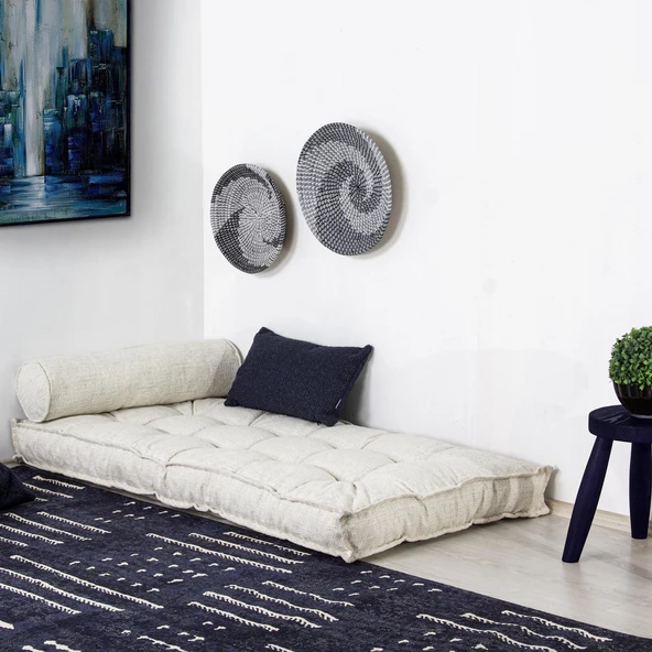 Homedius Sofa Buklet Kapitoneli Yer-Sedir Minderi Beyaz Çift