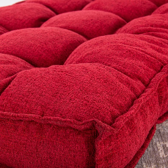 Homedius Sofa Buklet Kapitoneli Yer-Sedir Minderi  Çift Kırmızı - 4