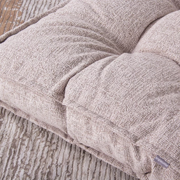 Homedius Sofa Buklet Kapitoneli Yer-Sedir Minderi  Açık Kahverengi Çift - 4