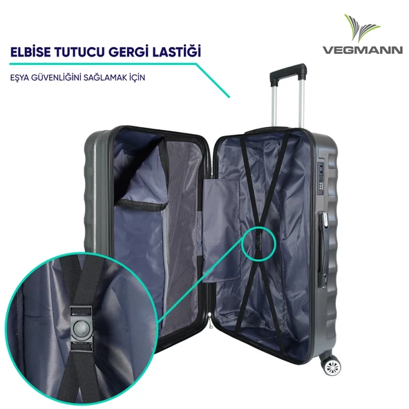 Vegmann Delphin Antrasit 3 lü Valiz seti - 4