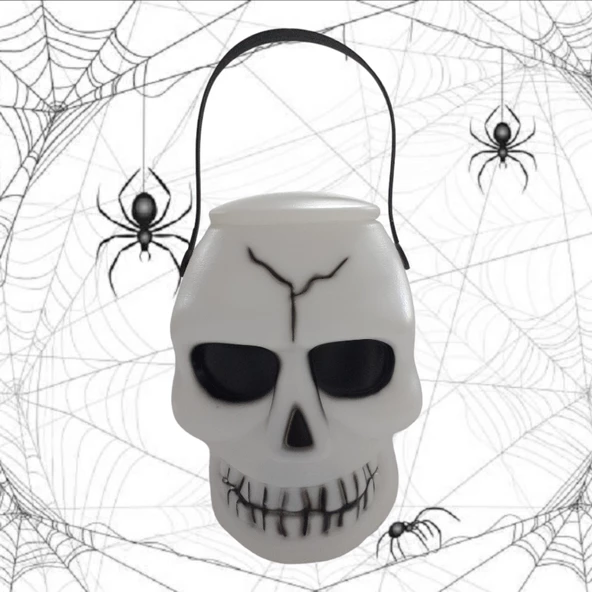 Cadılar Bayramı Işıklı Sesli Kurukafa Kova Kapaklı - 2