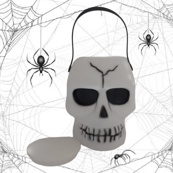 Cadılar Bayramı Işıklı Sesli Kurukafa Kova Kapaklı