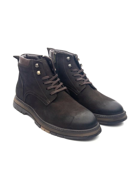 Komcero 1233 Erkek Nubuk Deri Fermuarlı Casual Bot - 3