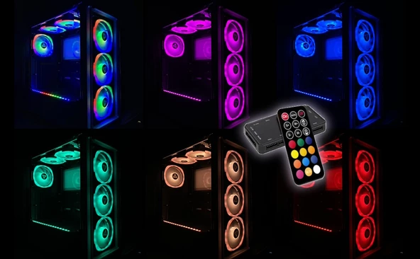 Sprange CS-1 Bilgisayar Kasası 4 x 120mm RGB Fan + Controller + Uzaktan Kumanda - 10