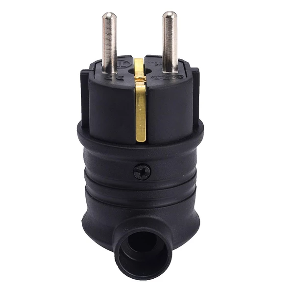 Sağlam Monofaze Kauçuk Dış Mekan Dayanıklı Kablo Bahçe Korunaklı Erkek Eğik Fiş Siyah - Resim 4