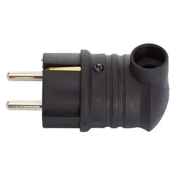 Sağlam Monofaze Kauçuk Dış Mekan Dayanıklı Kablo Bahçe Korunaklı Erkek Eğik Fiş Siyah - Resim 3