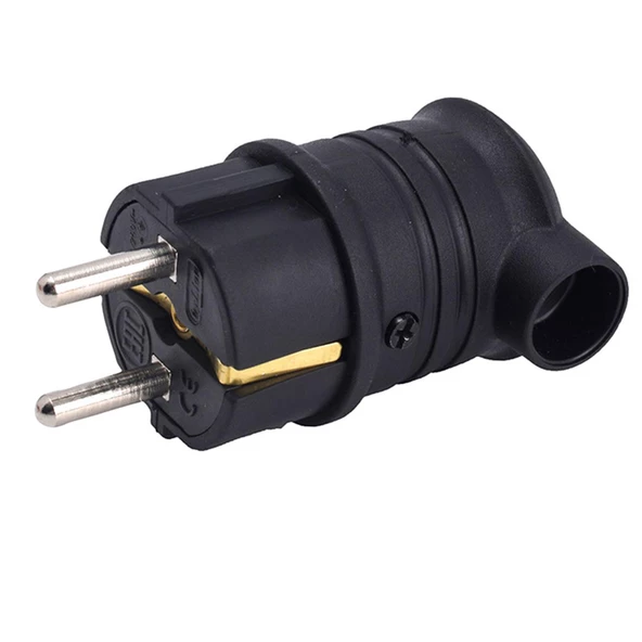 Sağlam Monofaze Kauçuk Dış Mekan Dayanıklı Kablo Bahçe Korunaklı Erkek Eğik Fiş Siyah - Resim 2