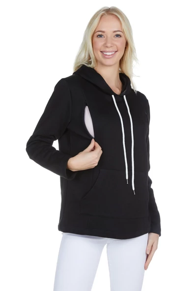 LuvmaBelly 4505 Pamuklu yandan fermuarlı Lohusa Emzirme Sweatshirt