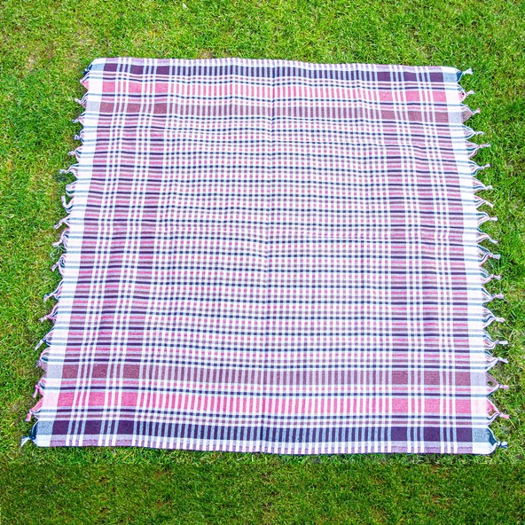 mandaş 140x140 Yer Sofra Bezi Piknik Masa Örtüsü Saçaklı pembe