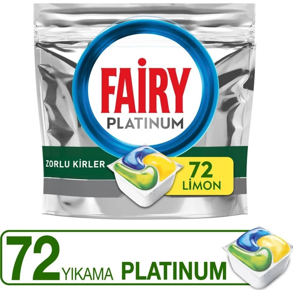 Fairy Platinum Bulaşık Makinesi Deterjanı Tableti / Kapsülü Limon Kokulu 72 Yıkama