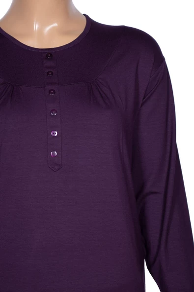 Cimariva Kadın Arsu Büyük Beden Robalı Süs Düğmeli Mürdüm Bluz - 2