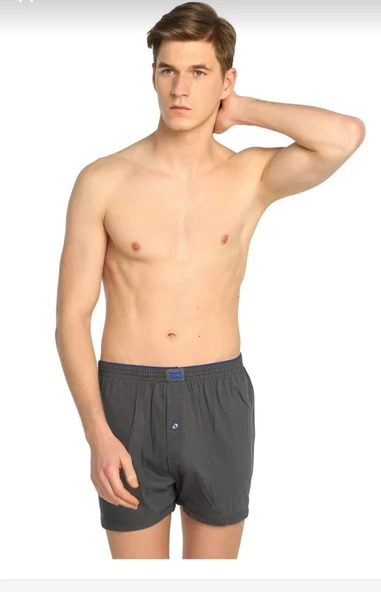 TUTKU 0117 ERKEK PENYE DÜZ BOXER 6 ADET  S FÜME
