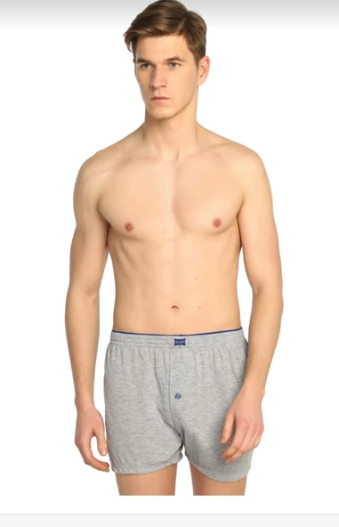 TUTKU 0117 ERKEK PENYE DÜZ BOXER 12 ADET  L GRİ