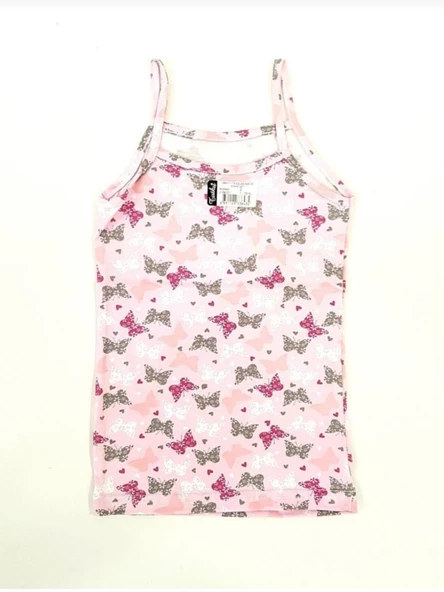 TUTKU 0850 KIZ ÇOCUK İP ASKILI DESENLİ ATLET 12 ADET - Resim 4