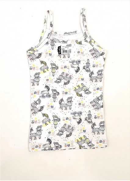 TUTKU 0850 KIZ ÇOCUK İP ASKILI DESENLİ ATLET 12 ADET - Resim 6