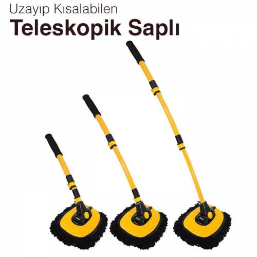 Polham Teleskopik Saplı Ayarlanabilir Kuru Islak Araç Yıkama Fırçası Oto Yıkama Paspası Yumuşak Bez - 2