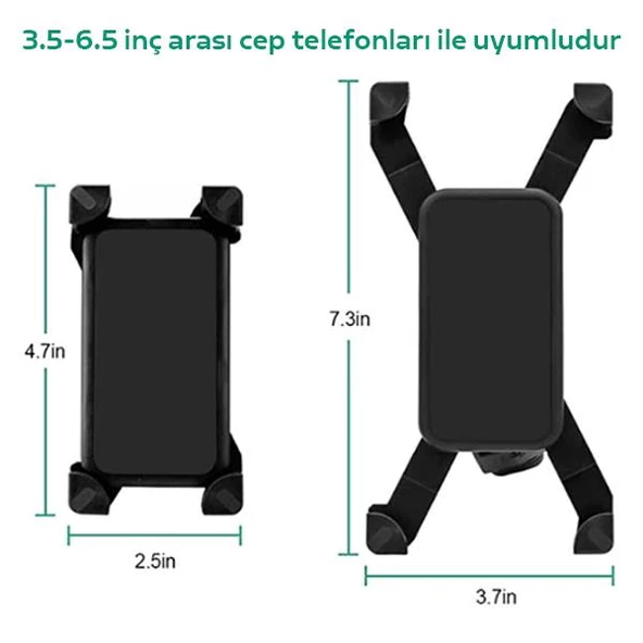 Polham Motosiklet, Bisiklet ve Scooter İçin Aynaya Takılan Telefon Tutucu, Kilit Özellikli Tutucu - 3