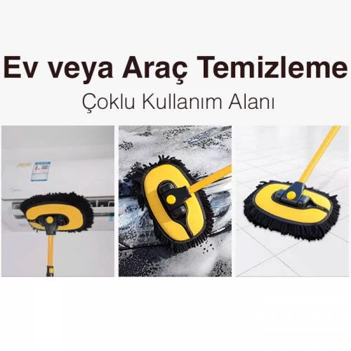 Polham Teleskopik Saplı Ayarlanabilir Kuru Islak Araç Yıkama Fırçası Oto Yıkama Paspası Yumuşak Bez - 8