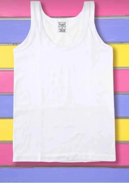 TUTKU 0124 ERKEK ÇOCUK ASKILI ATLET 12 ADET  BEYAZ 11-12 Yaş - Resim 2