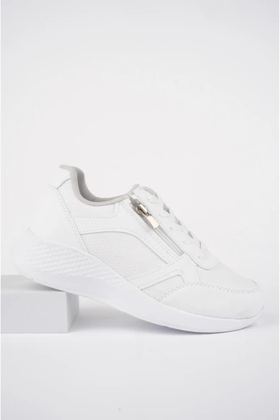 Muggo Asel Garantili Kadın Ortopedik Günlük Bağcıklı Yandan Fermuarlı Rahat Sneaker Spor Ayakkabı - 6
