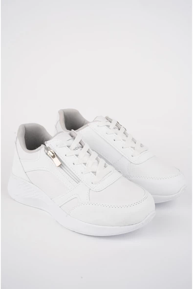 Muggo Asel Garantili Kadın Ortopedik Günlük Bağcıklı Yandan Fermuarlı Rahat Sneaker Spor Ayakkabı - 7