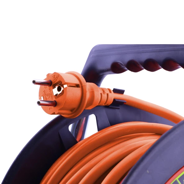 Bylion IP44 Plastik Seyyar Makaralı Kapaklı 4 Prizli Uzatma Kablosu 3x2.5 mm 50 Metre Termal Sigorta - 4