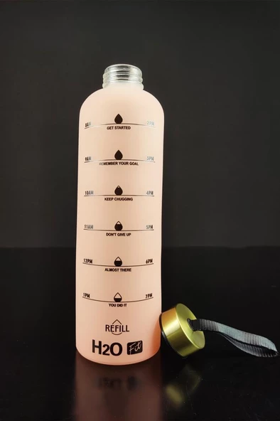 Digithome H2O Motivasyon Cam Matara Su Şişesi 1000 Cc Pembe - H2O87193 - HYT C1-1-18 - 5