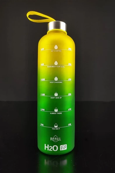 Digithome H2O Çift Renkli Motivasyon Cam Matara Su Şişesi 1000 Cc Sarı - H2O87184 - HYT C1-1-18 - 3