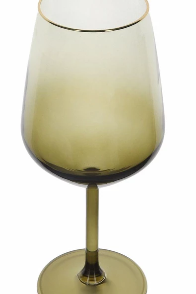 Porland Yeşil Altın Yaldızlı Ayaklı Su Bardağı 490 cc - Resim 4