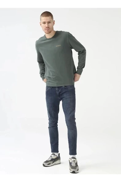 Columbia Csc M Basic Sm Logo Ls Tee Yeşil Erkek Tişört CS0354-353 - Resim 3