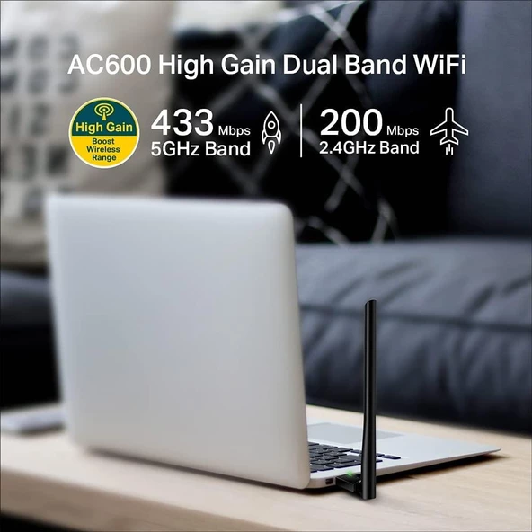 TP-Link Archer T2U Plus, AC600 Mbps Kablosuz Dual-Band USB Adaptör - 7