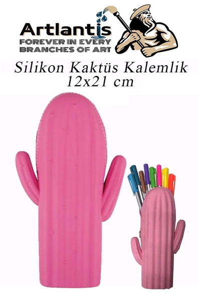 Silikon Kaktüs Kalemlik 1 Adet Silikon Kalem Kutusu Eğlenceli Sevimli Kaktüs Figürlü Hediyelik Kalemlik - 3