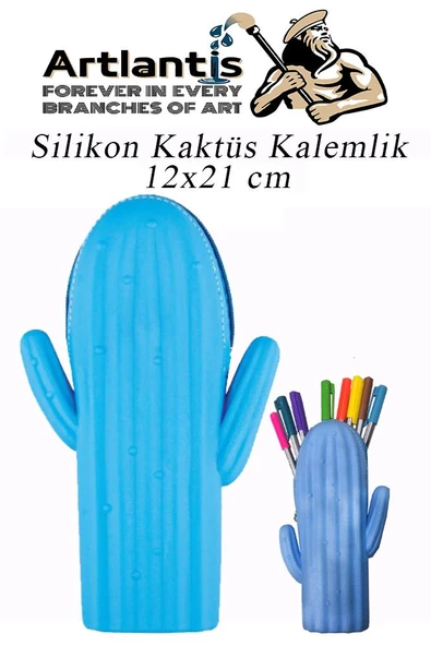 Silikon Kaktüs Kalemlik 1 Adet Silikon Kalem Kutusu Eğlenceli Sevimli Kaktüs Figürlü Hediyelik Kalemlik - 5