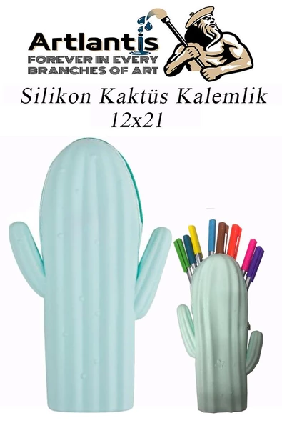 Silikon Kaktüs Kalemlik 1 Adet Silikon Kalem Kutusu Eğlenceli Sevimli Kaktüs Figürlü Hediyelik Kalemlik - 2
