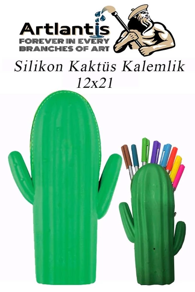 Silikon Kaktüs Kalemlik 1 Adet Silikon Kalem Kutusu Eğlenceli Sevimli Kaktüs Figürlü Hediyelik Kalemlik - 8