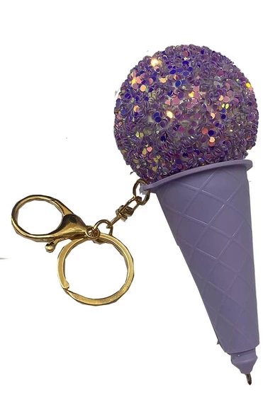 Dondurma Jel Tükenmez Kalem Anahtarlıklı 1 Adet Dondurma Figürlü Siyah Renk Jel Tükenmez Kalem Anahtarlıklı - Resim 2