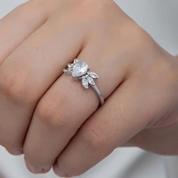 Lucky Life 925 Ayar Gumuss Damla Zirkon Taşlı Lucky Life Lucky Life Kadın Yüzük