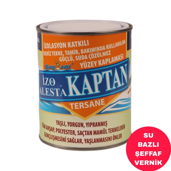 İzo Alesta Kaptan Su Bazlı Tekne İç ve Dış Cephe Şeffaf Vernik 750 Gr