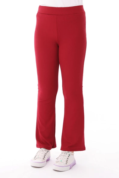 Kız Çocuk İspanyol Paça Yüksek Bel Toparlayıcı Fitilli Uzun Tayt Pantolon - 12