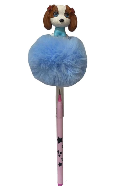 Ponponlu Köpek Figürlü Yumurtlayan Kalem 1 Adet Köpek Şekilli Yumurtlayan Kalem Hediye Kalem Tüylü Sevimli Kalem - 8