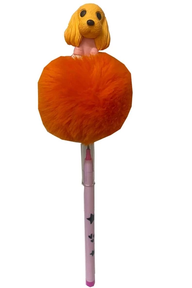 Ponponlu Köpek Figürlü Yumurtlayan Kalem 1 Adet Köpek Şekilli Yumurtlayan Kalem Hediye Kalem Tüylü Sevimli Kalem - 7