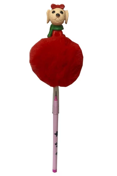 Ponponlu Köpek Figürlü Yumurtlayan Kalem 1 Adet Köpek Şekilli Yumurtlayan Kalem Hediye Kalem Tüylü Sevimli Kalem - 2