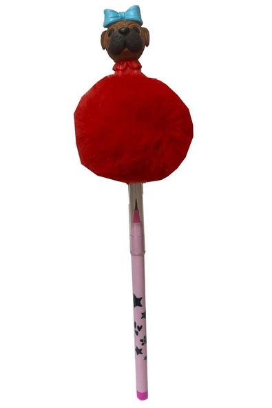 Ponponlu Köpek Figürlü Yumurtlayan Kalem 1 Adet Köpek Şekilli Yumurtlayan Kalem Hediye Kalem Tüylü Sevimli Kalem - 3