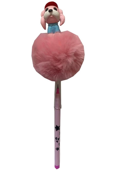 Ponponlu Köpek Figürlü Yumurtlayan Kalem 1 Adet Köpek Şekilli Yumurtlayan Kalem Hediye Kalem Tüylü Sevimli Kalem - 5