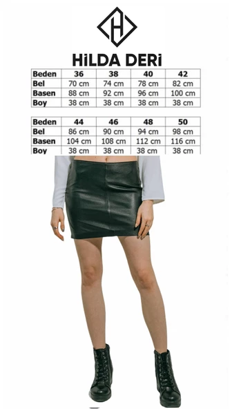 Siyah Hakiki Deri Mini Etek Kuzu Derisi Aidan - 5