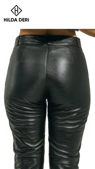 Cepsiz Siyah Hakiki Deri Pantolon Adel ile Şık ve Fit Bir Kombinasyon - 8