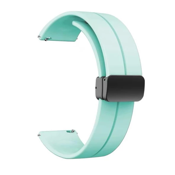 Oppo Watch 46mm 22mm Manyetik Klipsli Silikon Lüx Kordon + Metal Kordon Dönüştürücü - 2