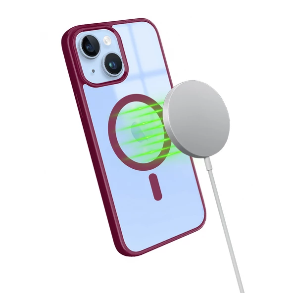 iPhone 14 Magsafe Özellikli Renkli Clear Case Kapak - 6